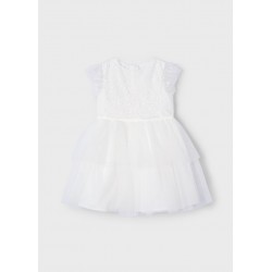 Vestido tule lantejoulas - cru