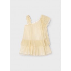 Vestido plissado - champanhe