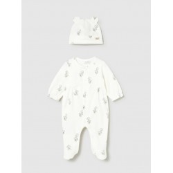 Babygrow / chapéu - cru