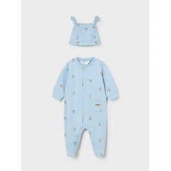 Fato bebé com gorro - azul ceu